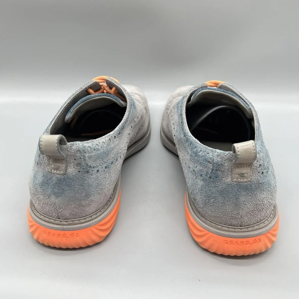 Cole Haan Shoes Men 10 Gray Blue Ombre Suede GrandEvolution Wingtip Oxford